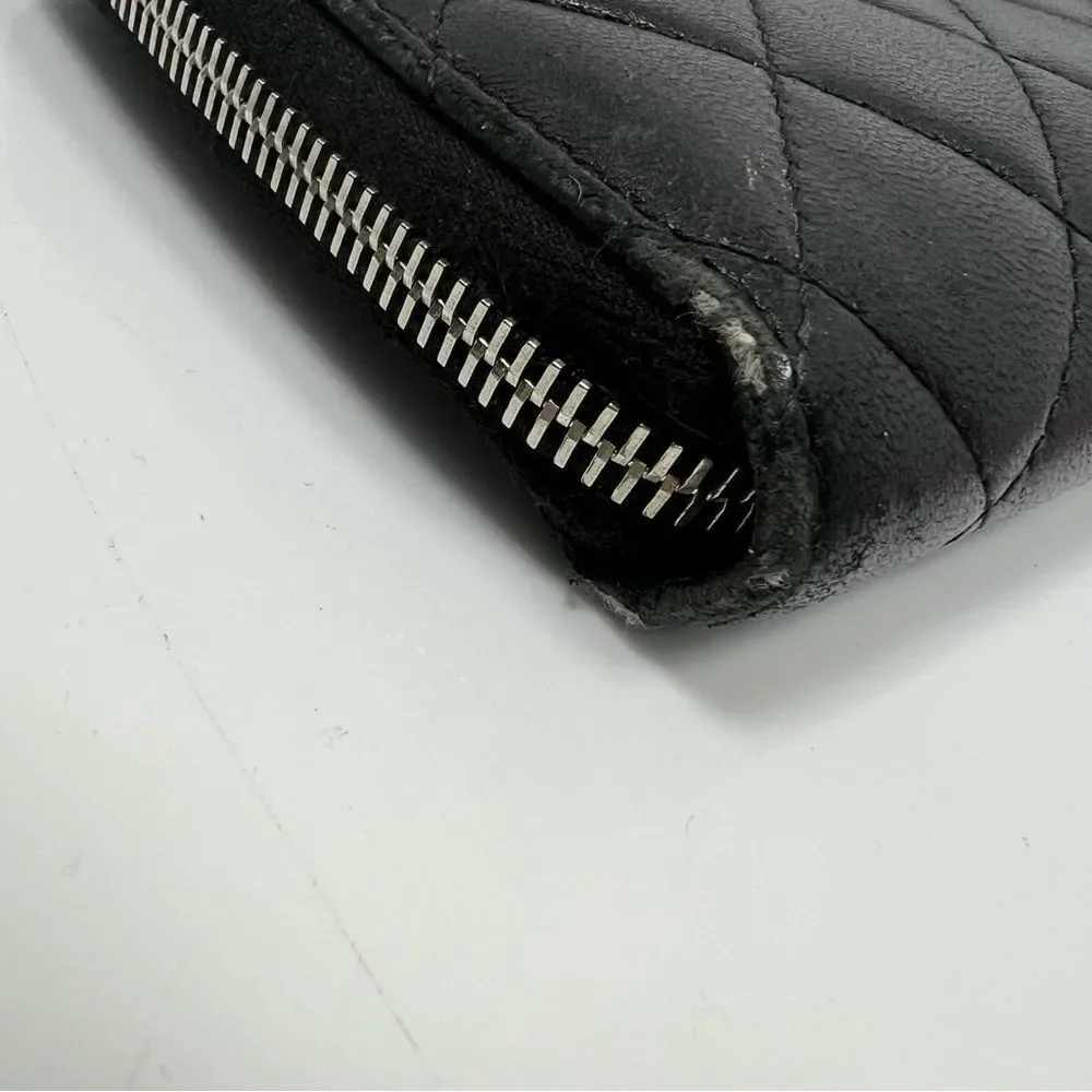 CHANEL Classic Zip Around Wallet Black Quilted lamb skin - Picture 7 of 15